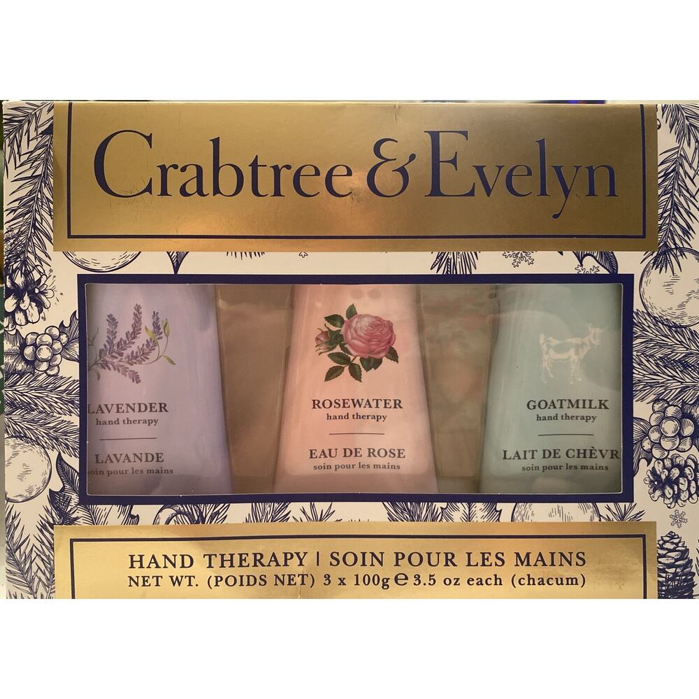 Crabtree And Evelyn Hand Therapy NEW Pack Of 3 Goatmilk Rosewater Lavender
